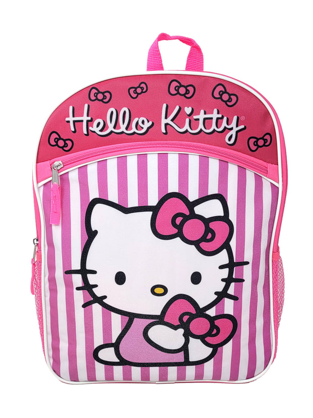 Hello Kitty 16" Backpack Sanrio Girls w/ Purple Insulated Lunch Bag Set