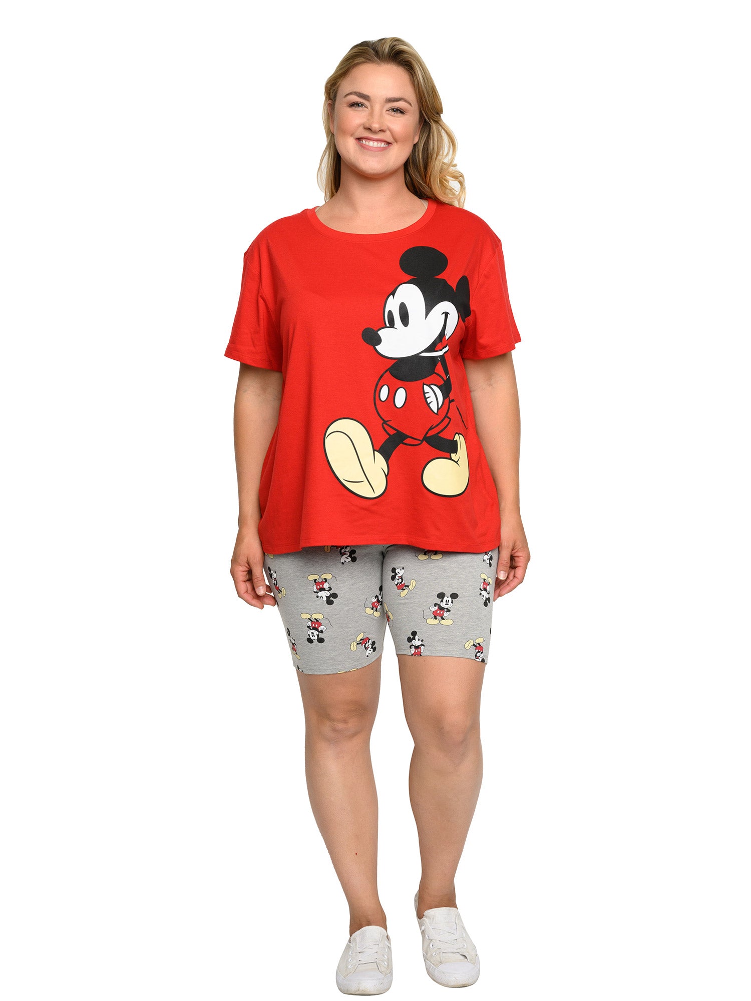 Mickey Mouse T-Shirt & Bike Shorts 2-Piece Set Disney Womens Plus Size (1X Only)
