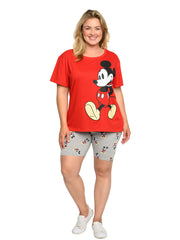 Mickey Mouse T-Shirt & Bike Shorts 2-Piece Set Disney Womens Plus Size (1X Only)