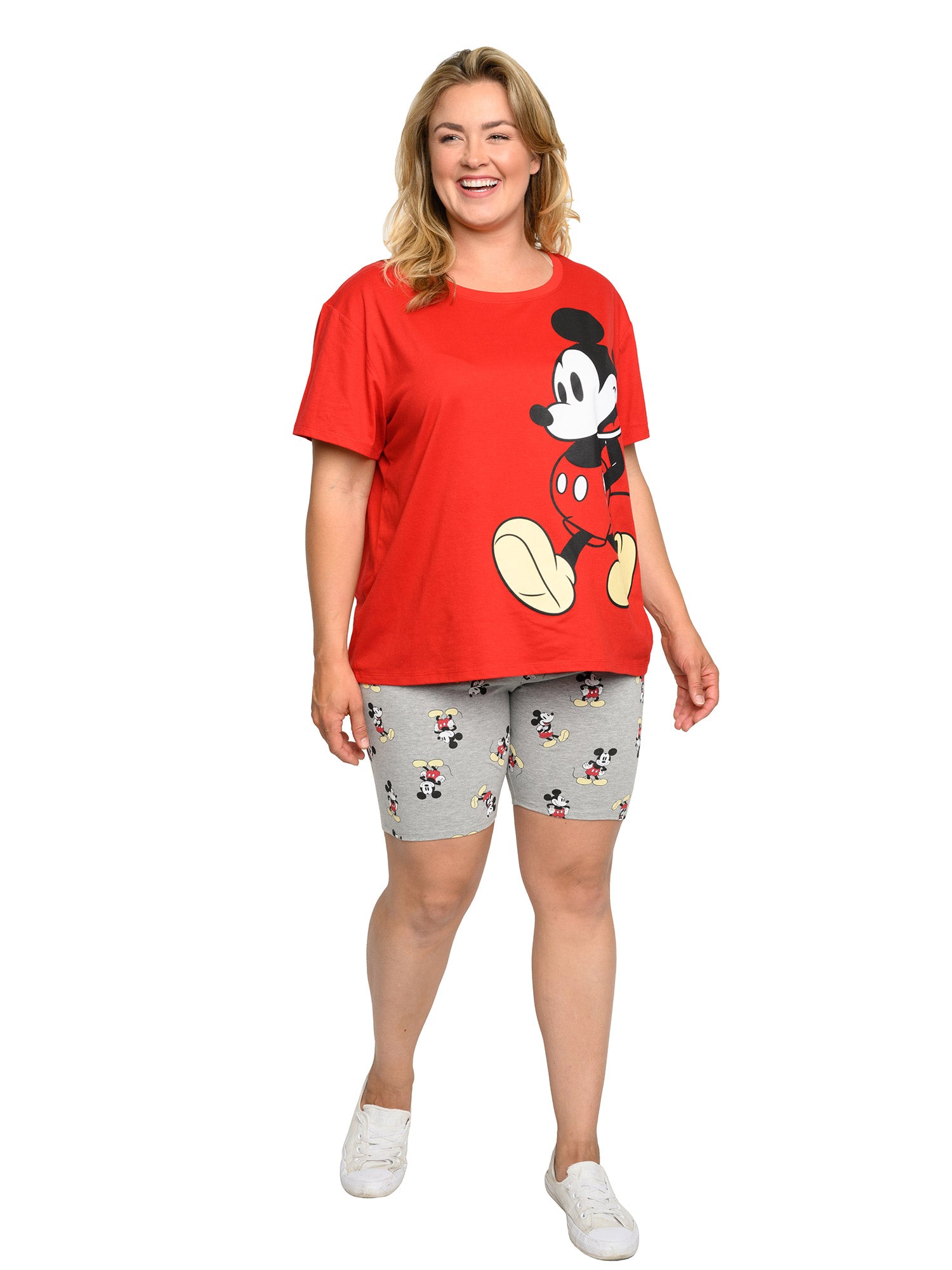 Mickey Mouse T-Shirt & Bike Shorts 2-Piece Set Disney Womens Plus Size (1X Only)
