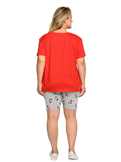 Mickey Mouse T-Shirt & Bike Shorts 2-Piece Set Disney Womens Plus Size (1X Only)