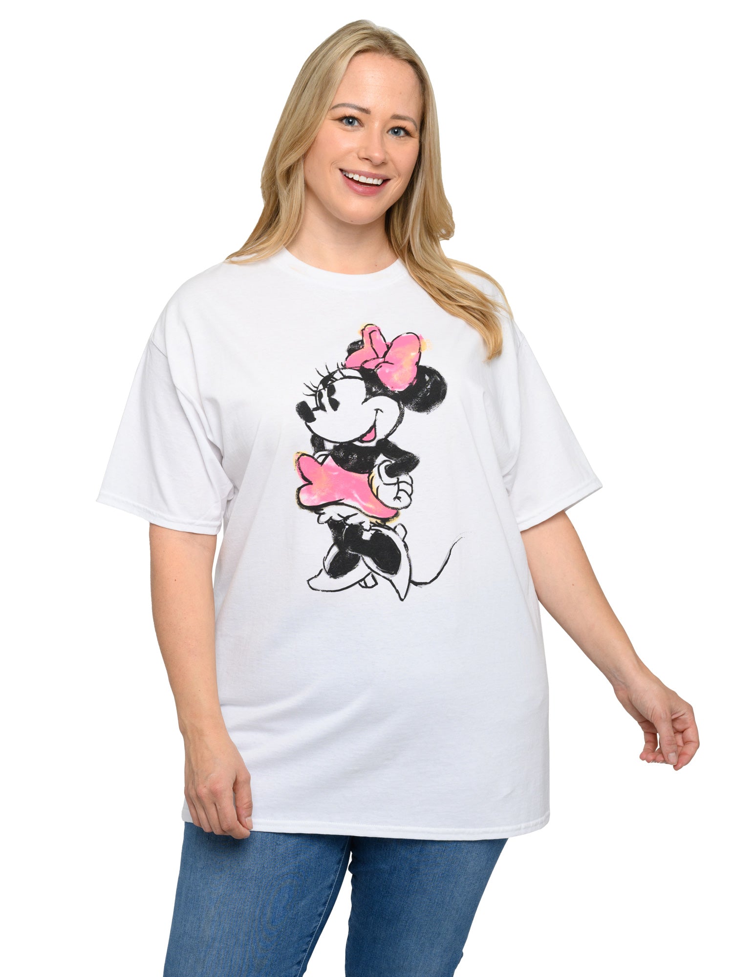 Disney Women's Plus Size Minnie Mouse T-Shirt Sketch Art White (Size 4X Only)