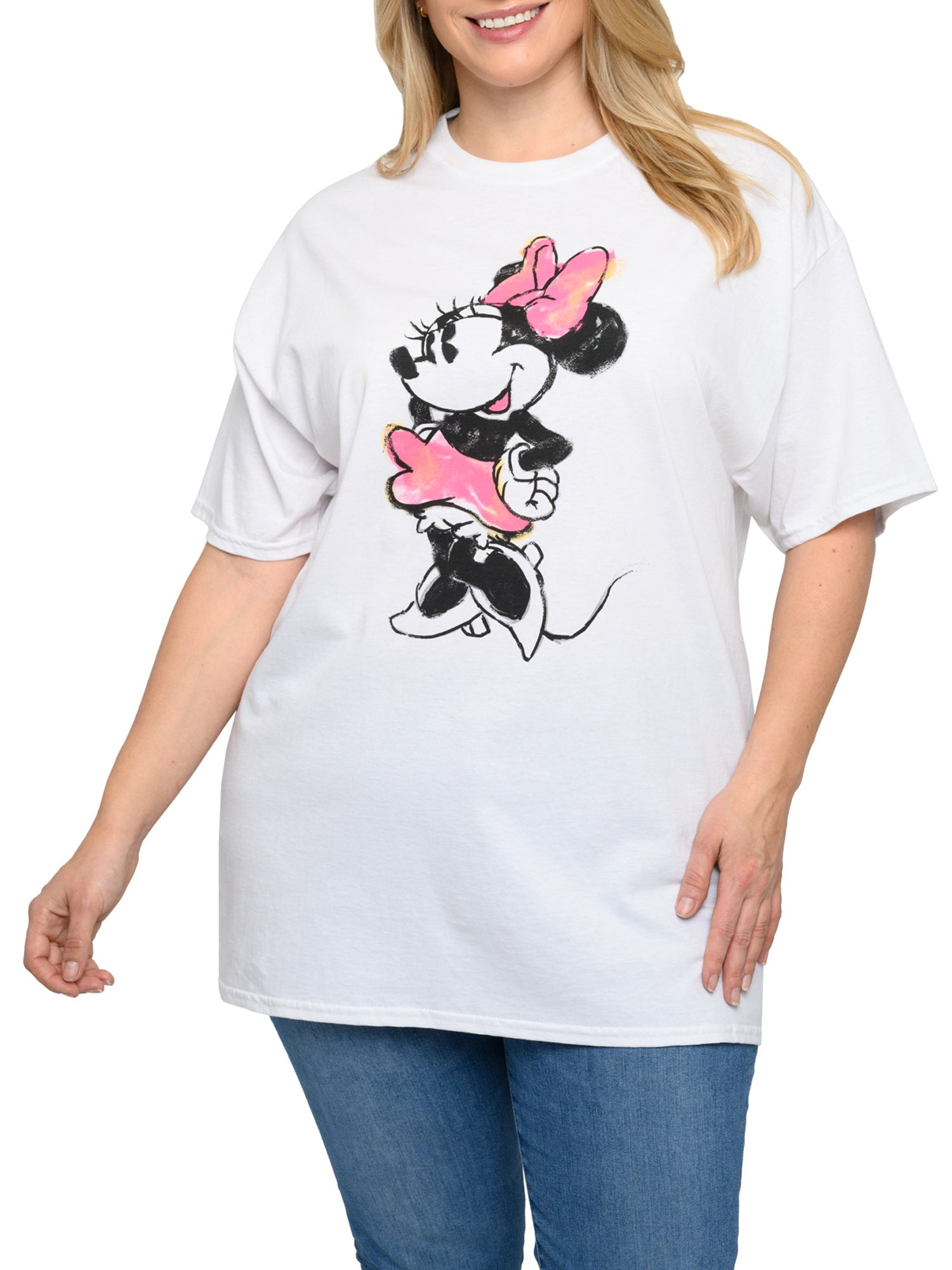 Disney Women's Plus Size Minnie Mouse T-Shirt Sketch Art White (Size 4X Only)
