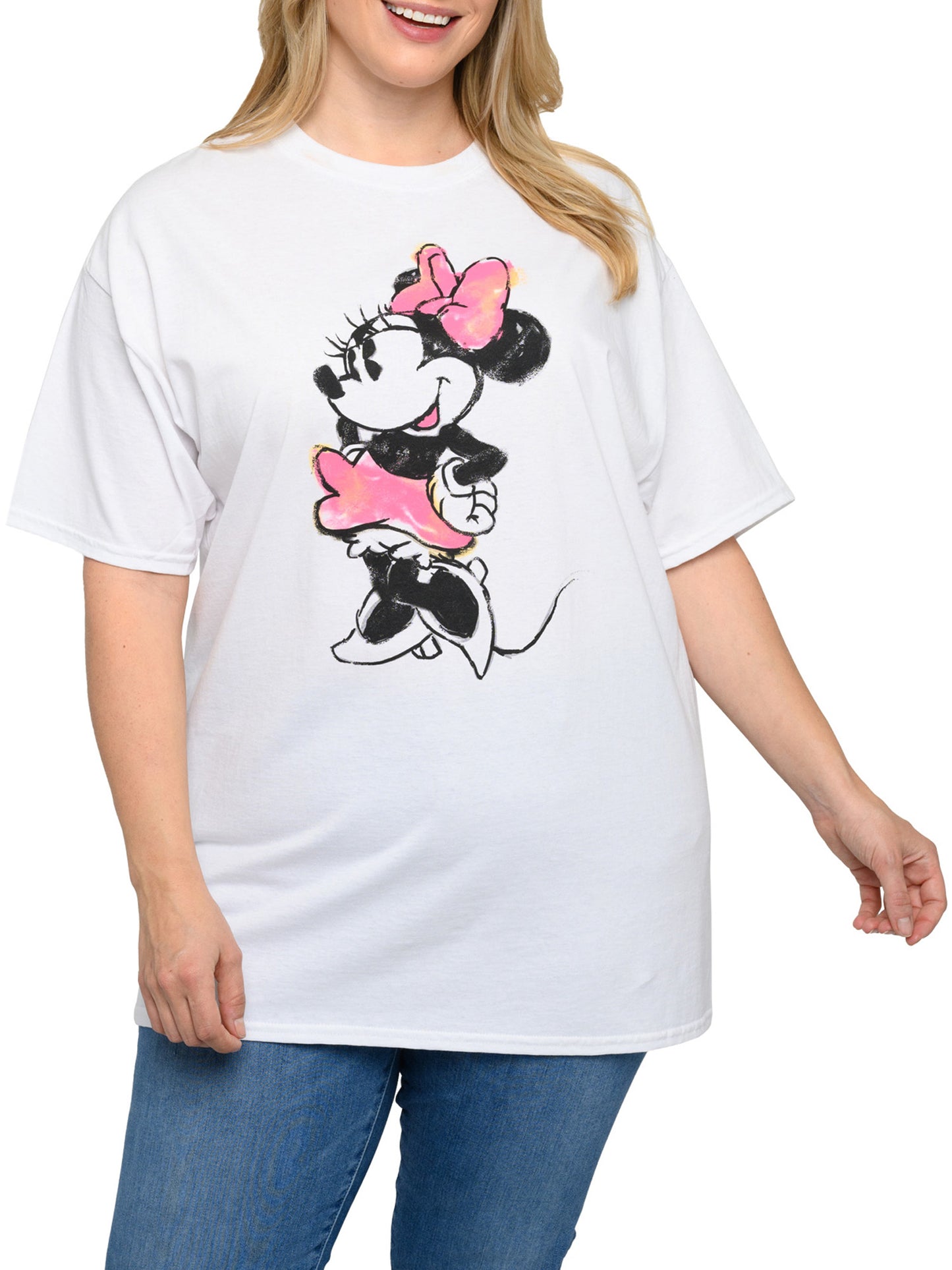 Disney Women's Plus Size Minnie Mouse T-Shirt Sketch Art White (Size 4X Only)