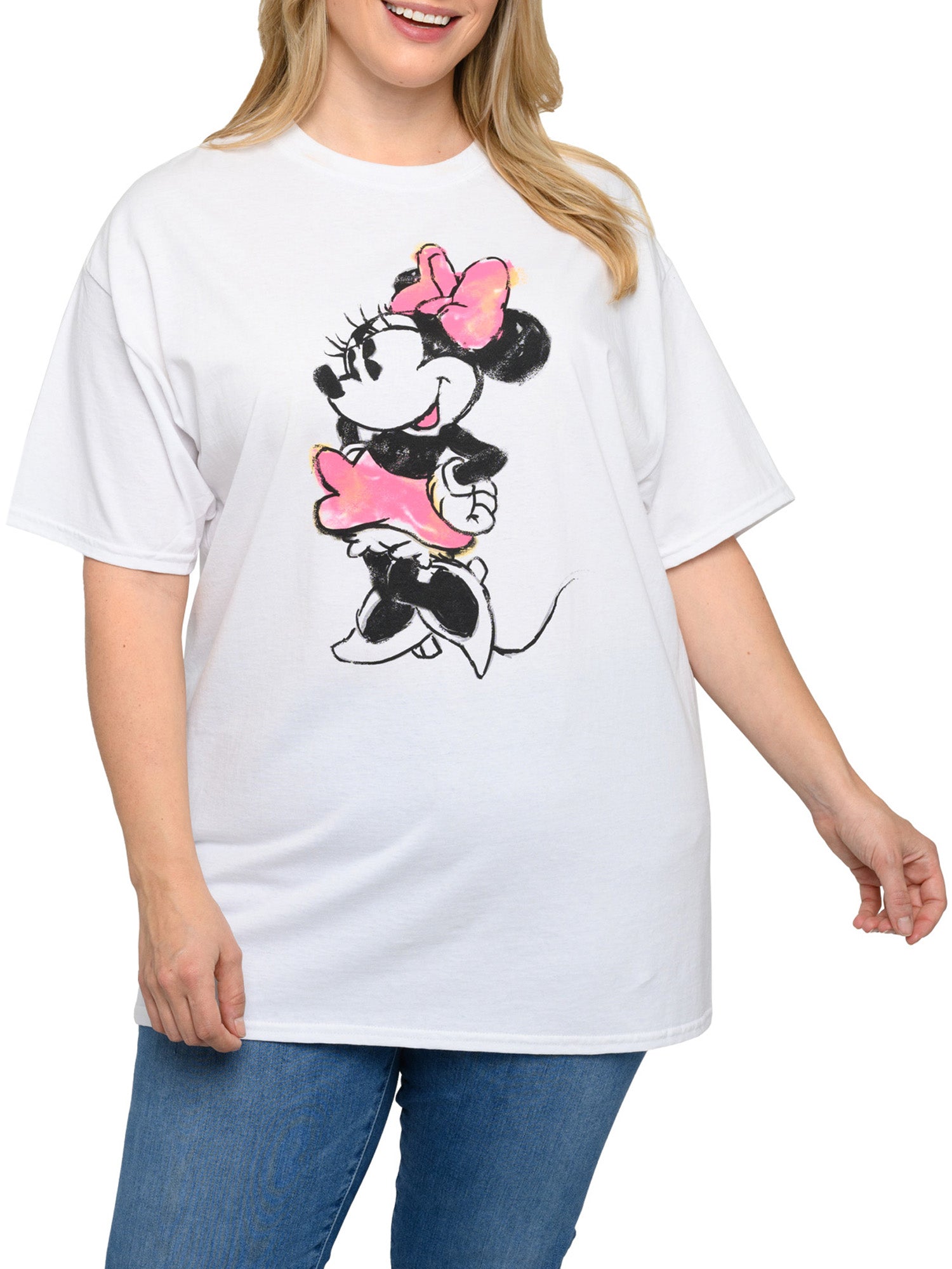 Disney Women's Plus Size Minnie Mouse T-Shirt Sketch Art White (Size 4X Only)