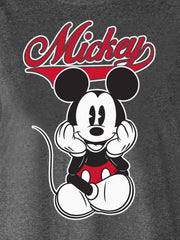 Women's Plus Size Mickey Mouse T-Shirt Charcoal Gray Varsity Script