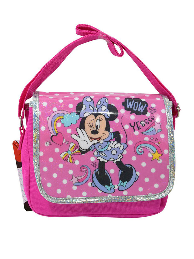 Disney Minnie Mouse Dotted Flap Crossbody Bag Purse Girls Pink Small 7.5"