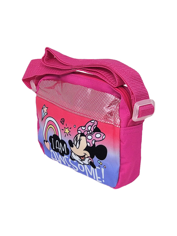 Disney Minnie Mouse Purse Crossbody Bag Zipper Rainbow Pink Girls Small 6.5"