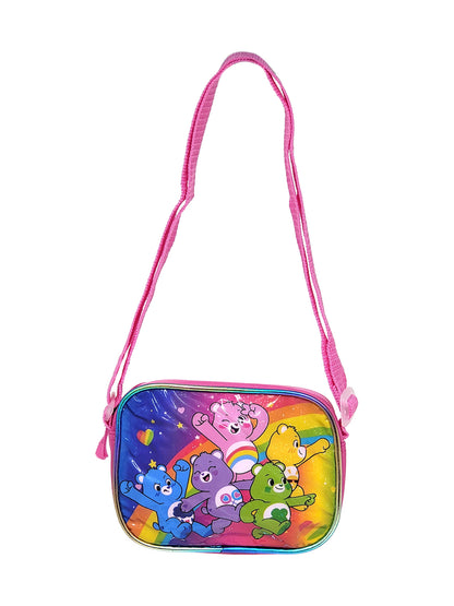 Care Bears Crossbody Bag Purse Zipper Rainbow Kids Girls Pink Small 6.5"