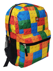 Lego Backpack 16" Multi-Color Bricks Bag Front & Side Hydration Pockets