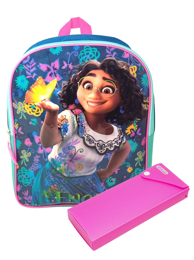 Encanto Girls School Backpack 15" Madrigal Disney and Pencil Case 2 PIece Set