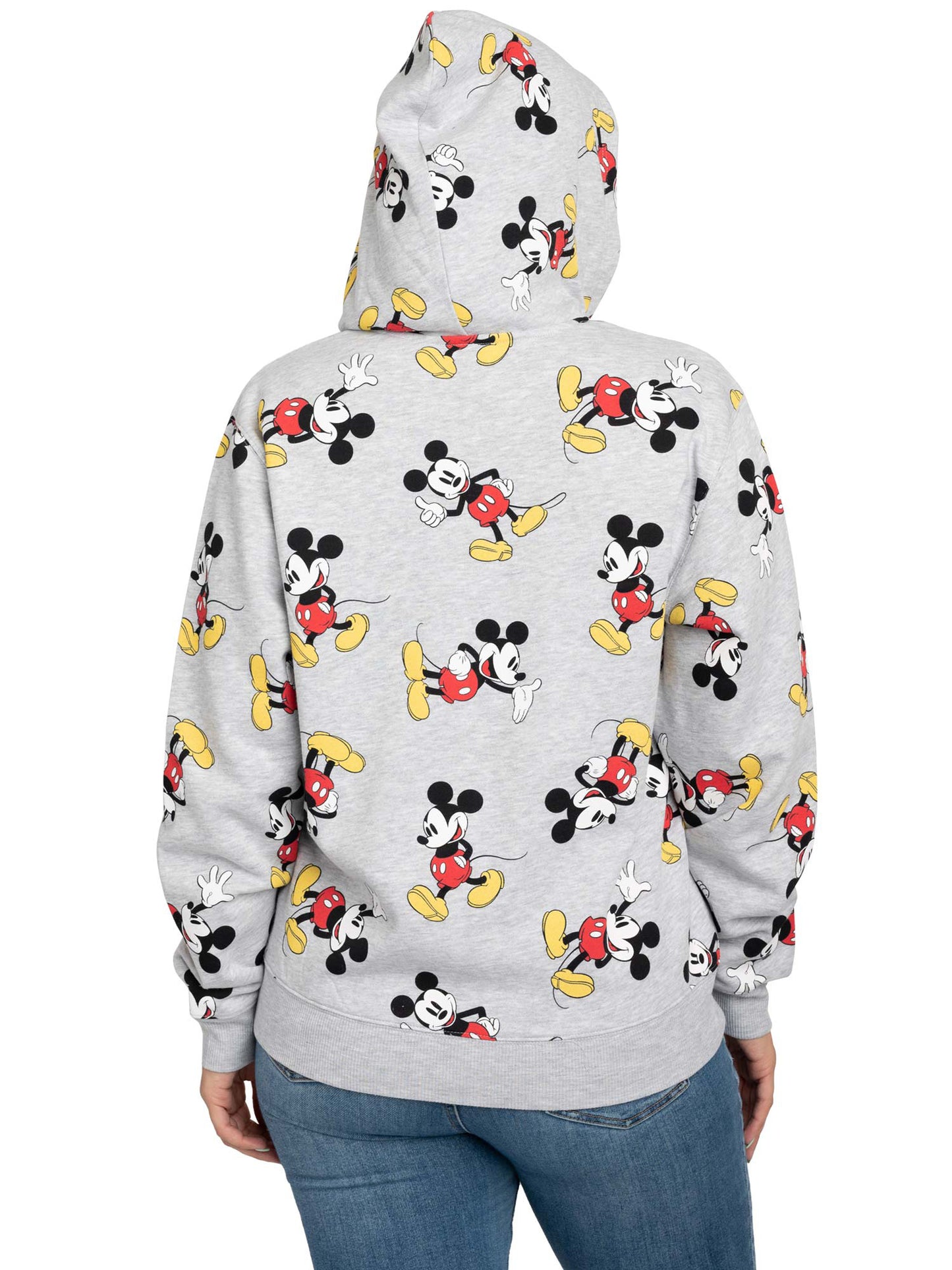 Women's Disney Mickey Mouse Hoodie All-Over Sweatshirt Zippered Heather Gray
