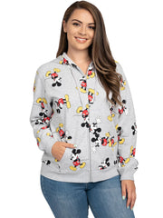 Women's Disney Mickey Mouse Hoodie All-Over Sweatshirt Zippered Heather Gray