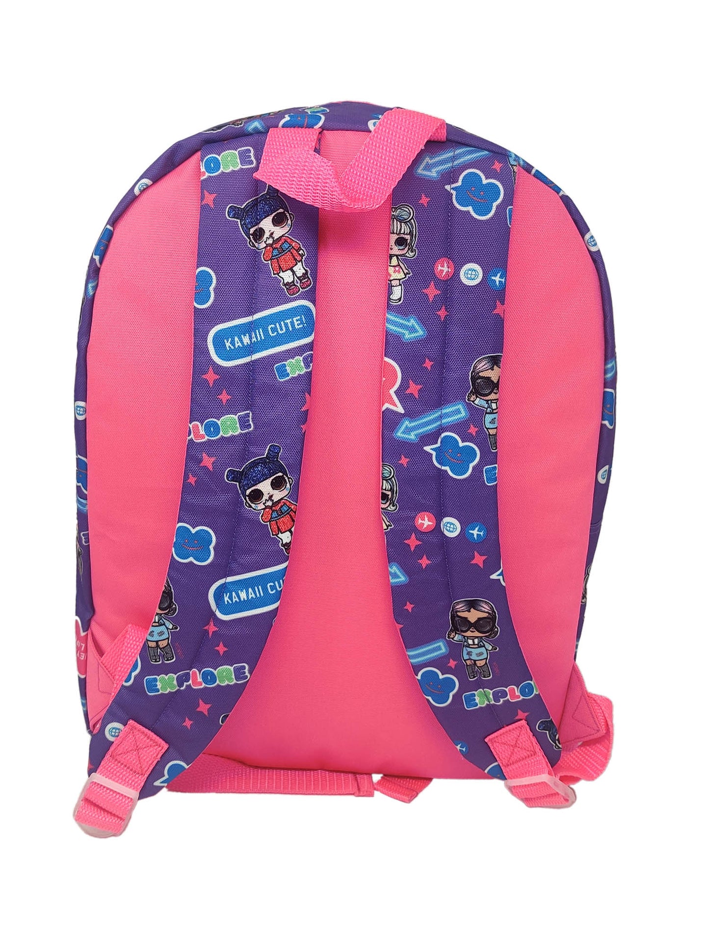LOL Backpack w/ Popper Fidget Keychain Set LOL Surprise Pink Purple