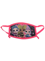 Kids Girls LOL Surprise Reusable Face Mask Pink w/ Removable Strap Queen Bee