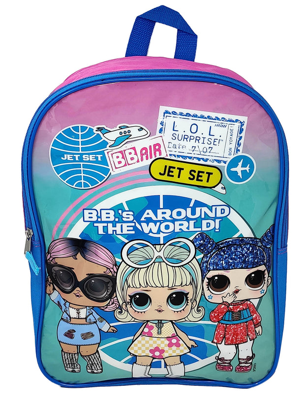 LOL Backpack & Push Pop Keychain Clip Purple Girls School Set L.O.L. Surprise
