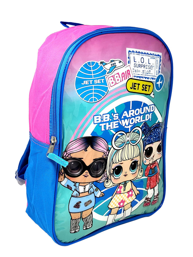 LOL Backpack & Push Pop Keychain Clip Purple Girls School Set L.O.L. Surprise