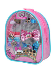 LOL Surprise! Girls Hair Accessory Set Backpack 10-Pieces Bow Hair Ponies Clips