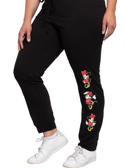 Disney Minnie Mouse Womens Plus Size Jogger Pants Lounge Wear Black