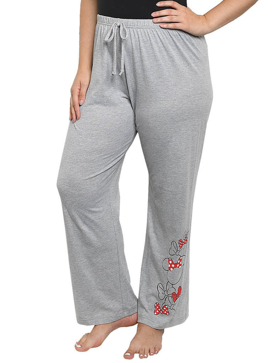 Minnie Mouse Pajama Pants Disney Womens Plus Size Lounge Wear Gray