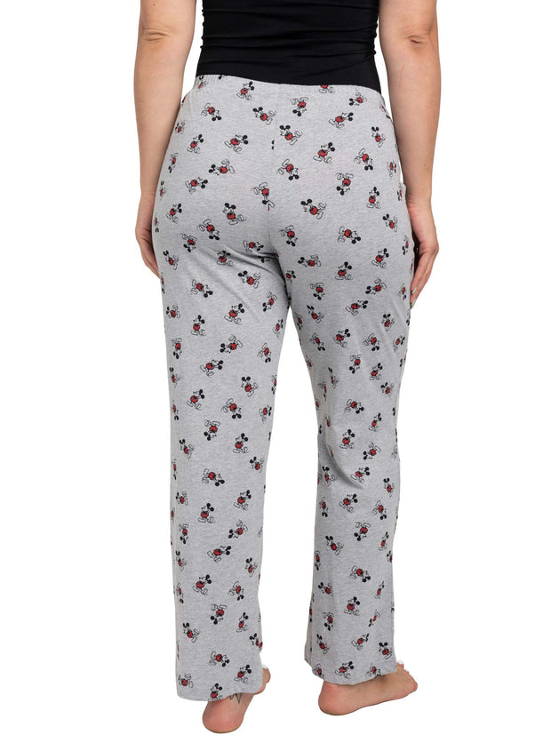 Women's Plus Mickey Mouse Pajama Pants Disney Lounge Wear All-Over Print Gray
