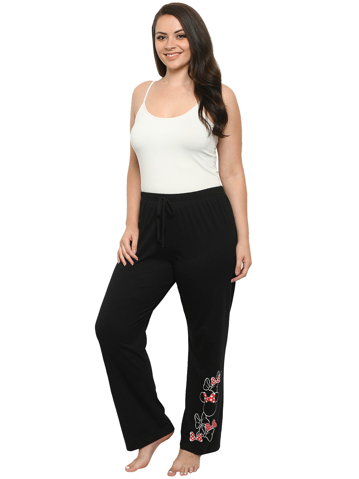 Womens Plus Size Disney Minnie Mouse Pajama Pants Lounge Wear Bows Black