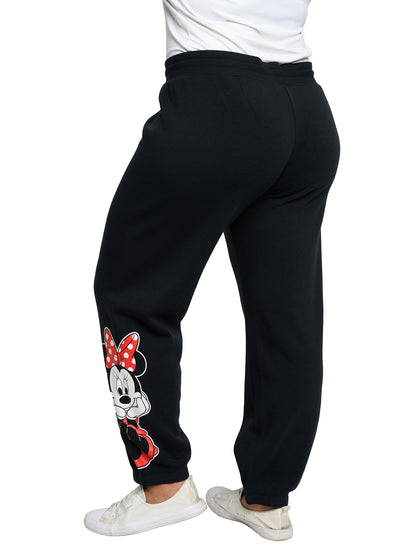 Women's Plus Size Minnie Mouse Sitting T-Shirt & Fleece Elastic Jogger Pants