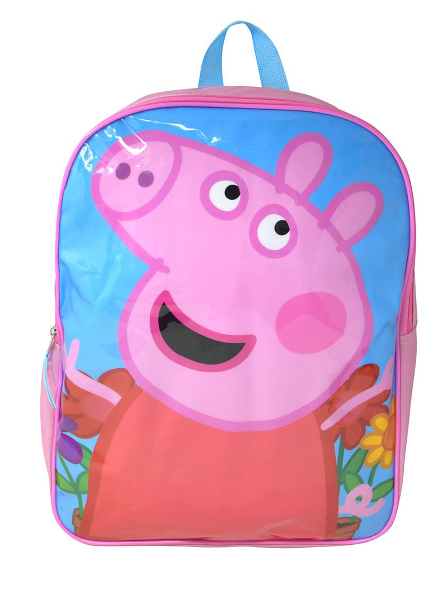 Girls Peppa Pig Backpack 15" School Bag Pink Flowers Camp Travel Kids