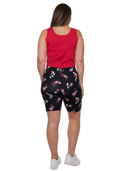 Women's Plus Size Disney Mickey Mouse Bike Shorts All-Over Print Black
