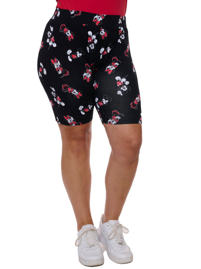 Women's Plus Minnie Mouse Tee & Bike Shorts 2-Piece Set Disney Mickey Black Red