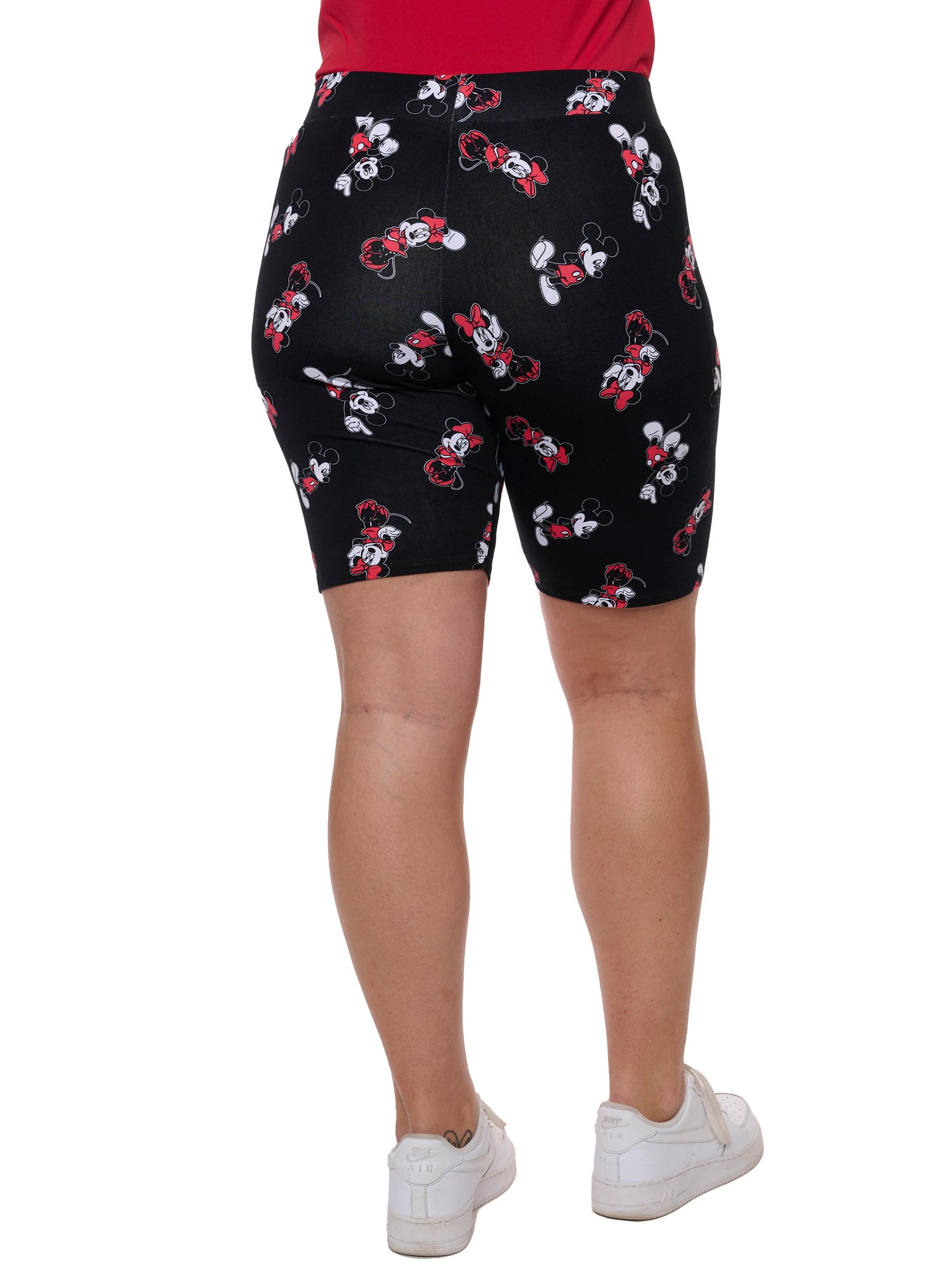 Women's Plus Minnie Mouse T-Shirt & Bike Shorts 2-Piece Set Disney Black Red
