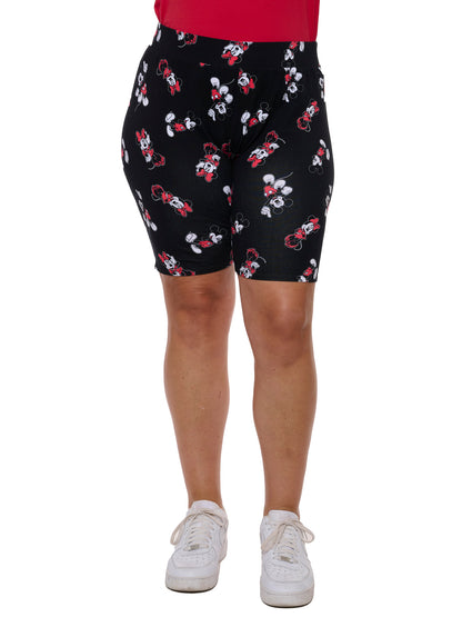Women's Plus Minnie Mouse Tee & Bike Shorts 2-Piece Set Disney Mickey Black Red