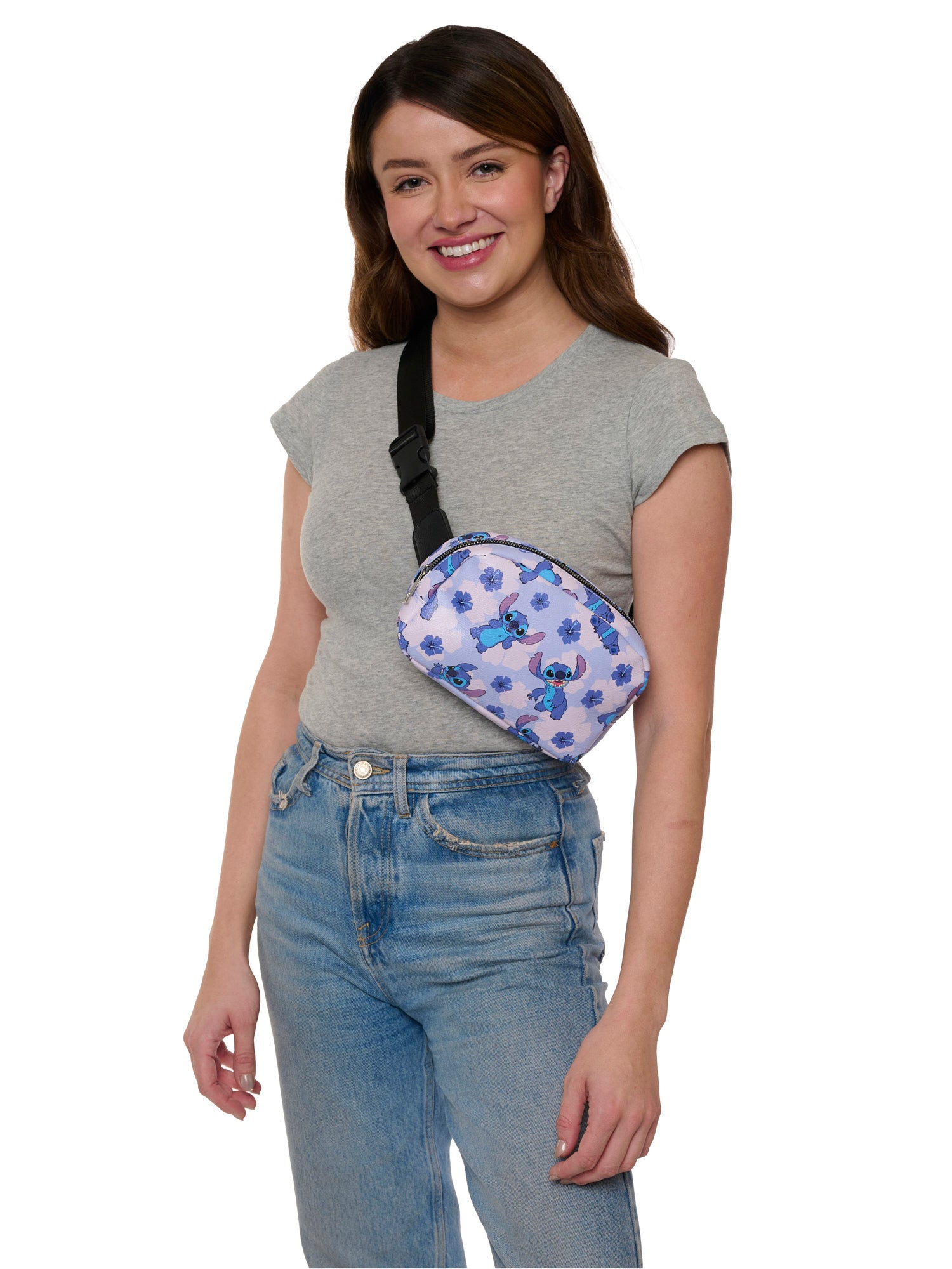 Disney Stitch Belt Bag Crossbody Fanny Pack Waist Bag Women's Floral Print Blue
