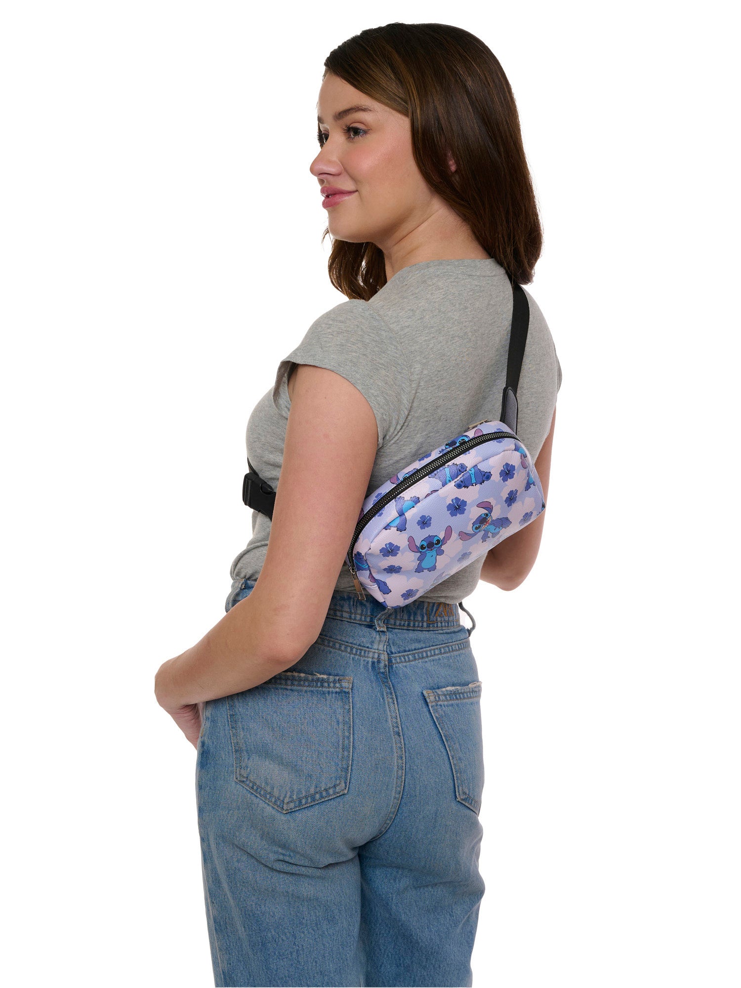 Disney Stitch Belt Bag Crossbody Fanny Pack Waist Bag Women's Floral Print Blue