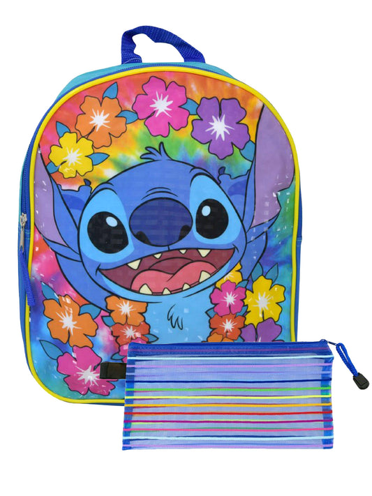 Disney Stitch Mini Backpack 11" Hawaii w/ Mesh Accessories Pencil Pouch Set
