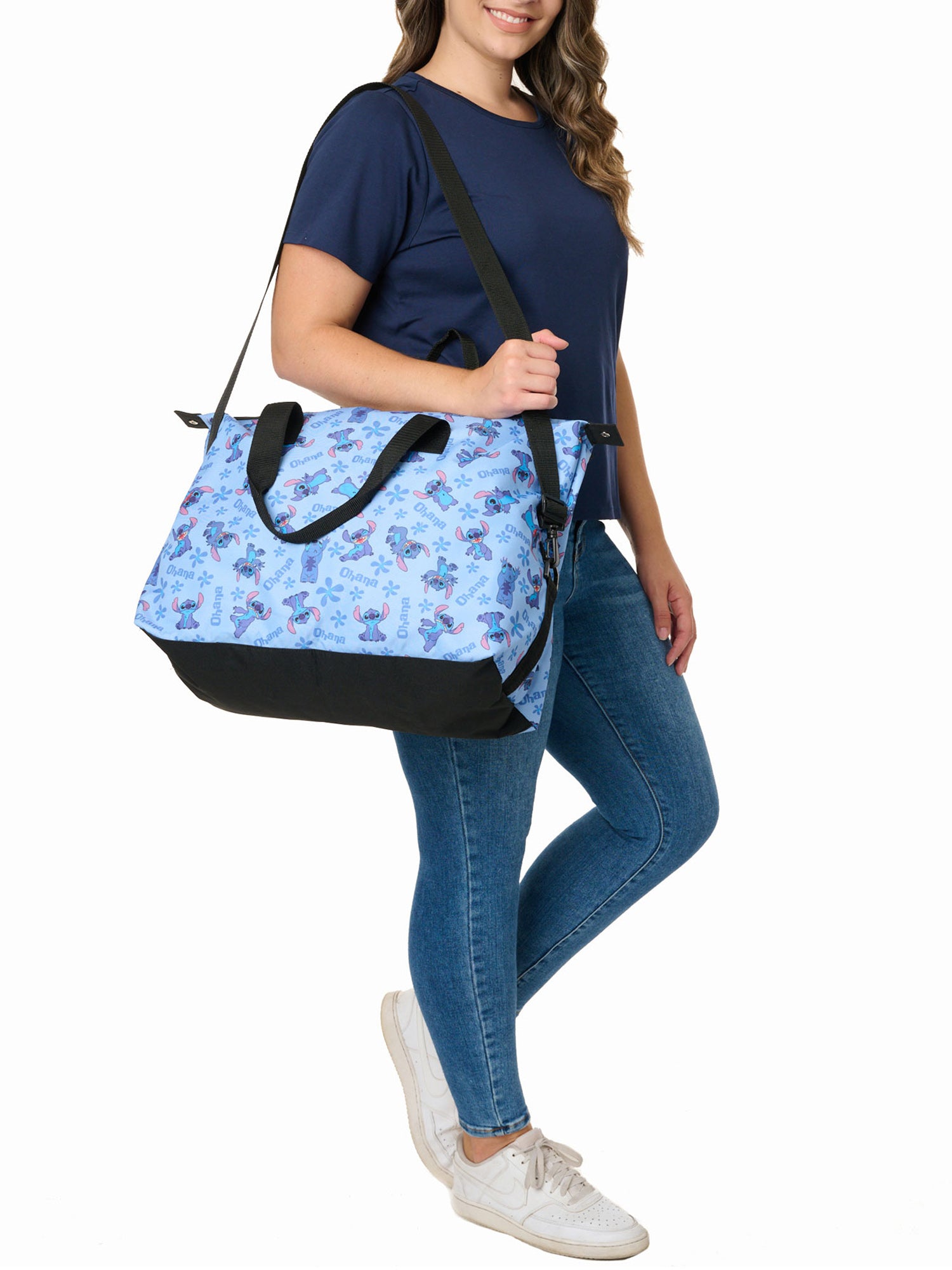 Stitch Weekender Duffel Travel Bag Disney Carry-On All-Over Print Ohana Blue