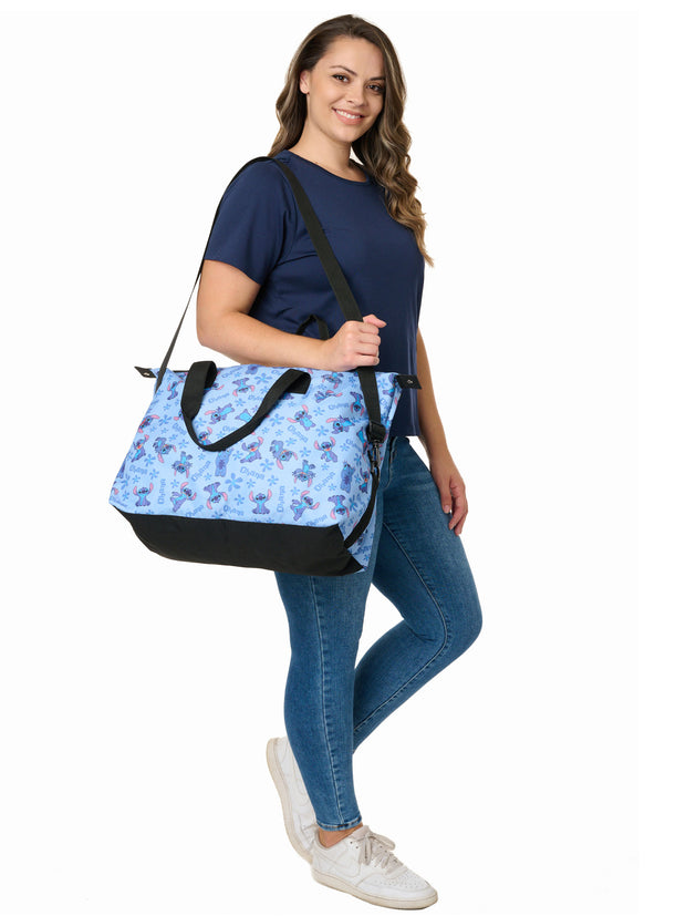 Stitch Weekender Duffel Travel Bag Disney Carry-On All-Over Print Ohana Blue