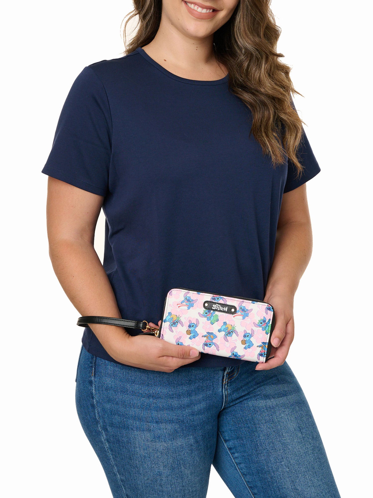 Disney Stitch Women's Wallet Zip Around Wristlet All-Over Character Print
