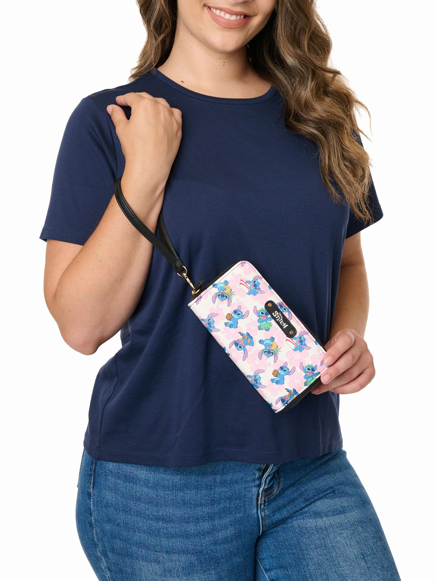 Disney Stitch Women's Wallet Zip Around Wristlet All-Over Character Print