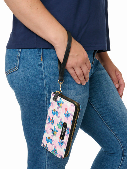 Disney Stitch Women's Wallet Zip Around Wristlet All-Over Character Print