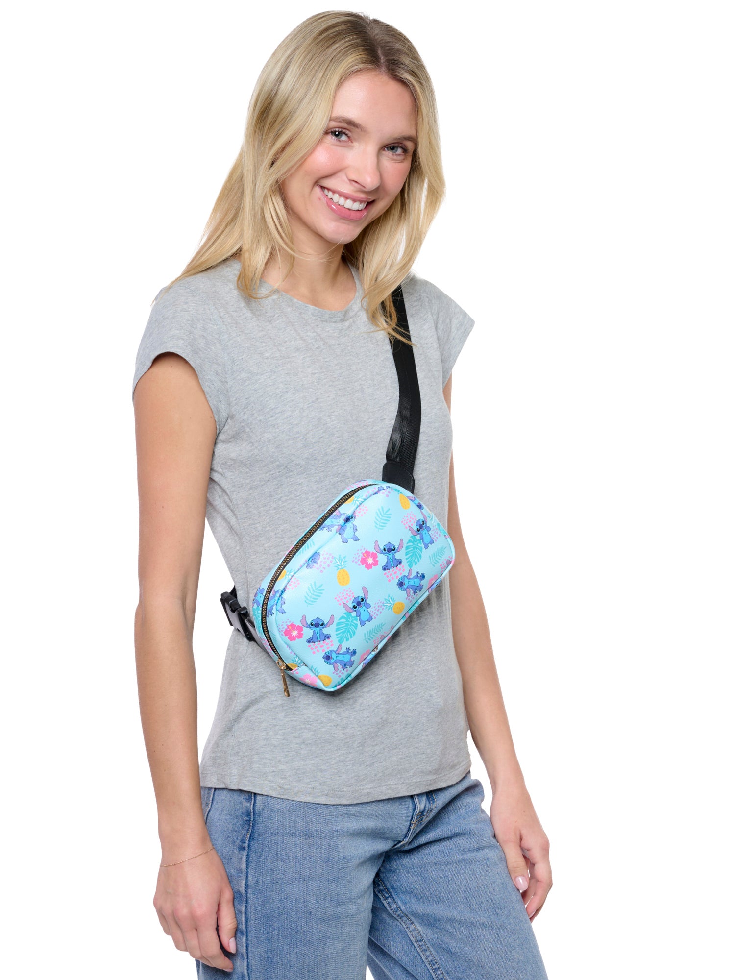 Stitch Tropical Fanny Pack Belt Bag Women Adults Crossbody Hip Sling Blue Cute