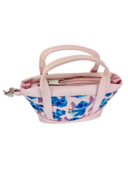 Disney Stitch Pink Mini Tote Bag Charm Coin Purse Keychain Accessory