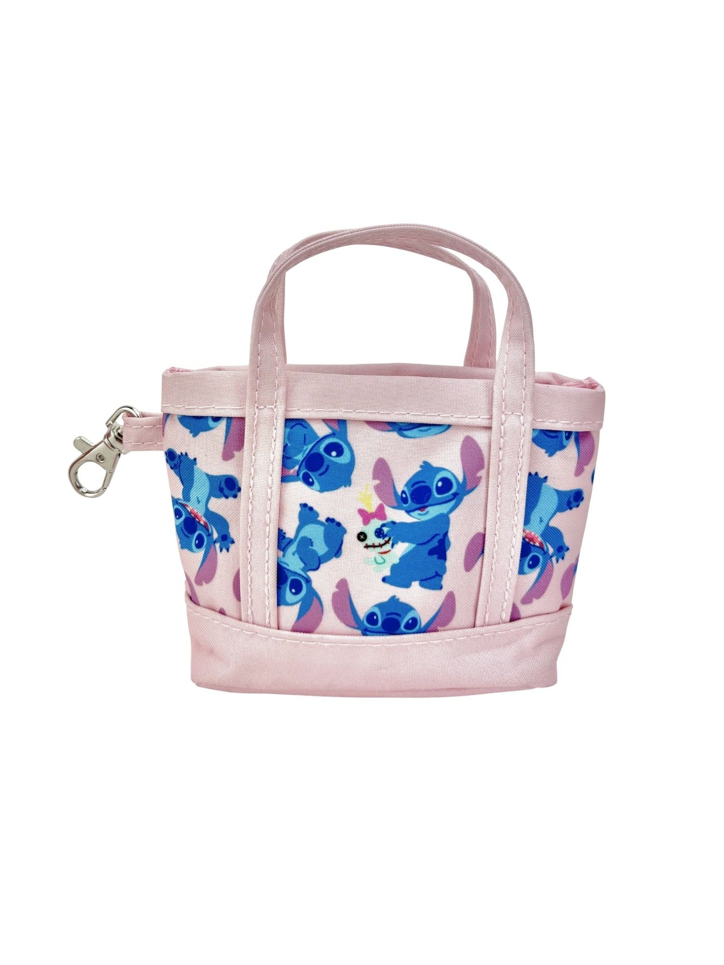 Disney Stitch Pink Mini Tote Bag Charm Coin Purse Keychain Accessory