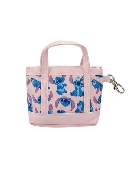 Disney Stitch Pink Mini Tote Bag Charm Coin Purse Keychain Accessory