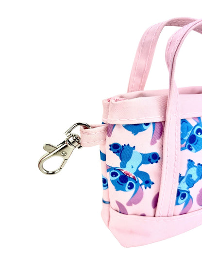 Disney Stitch Pink Mini Tote Bag Charm Coin Purse Keychain Accessory