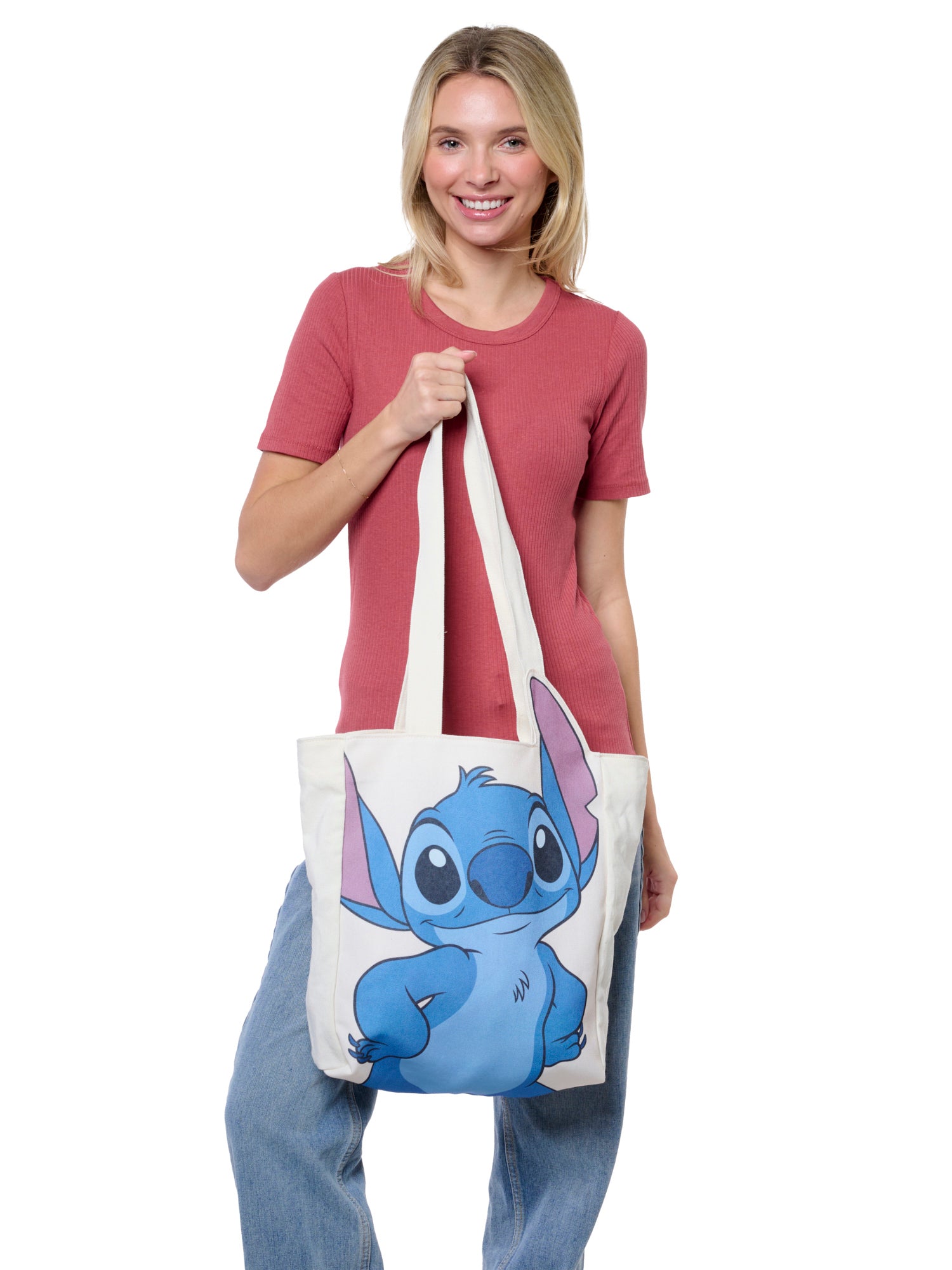 Disney Stitch Die-Cut Canvas Tote Bag with Shaped Top