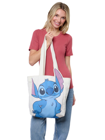 Disney Stitch Die-Cut Canvas Tote Bag with Shaped Top
