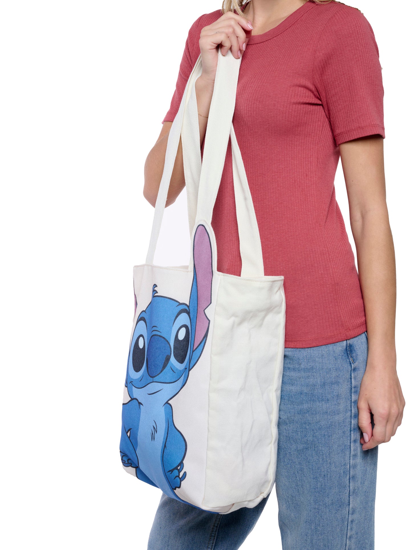 Disney Stitch Die-Cut Canvas Tote Bag with Shaped Top