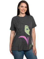 Disney Women's Plus Size Maleficent T-Shirt Villain Costume Tee Gray