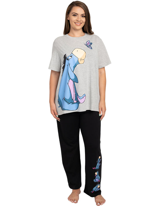 Women's Plus Size Eeyore Butterfly T-Shirt & Pajama Pants Lounge Set (1X Only)